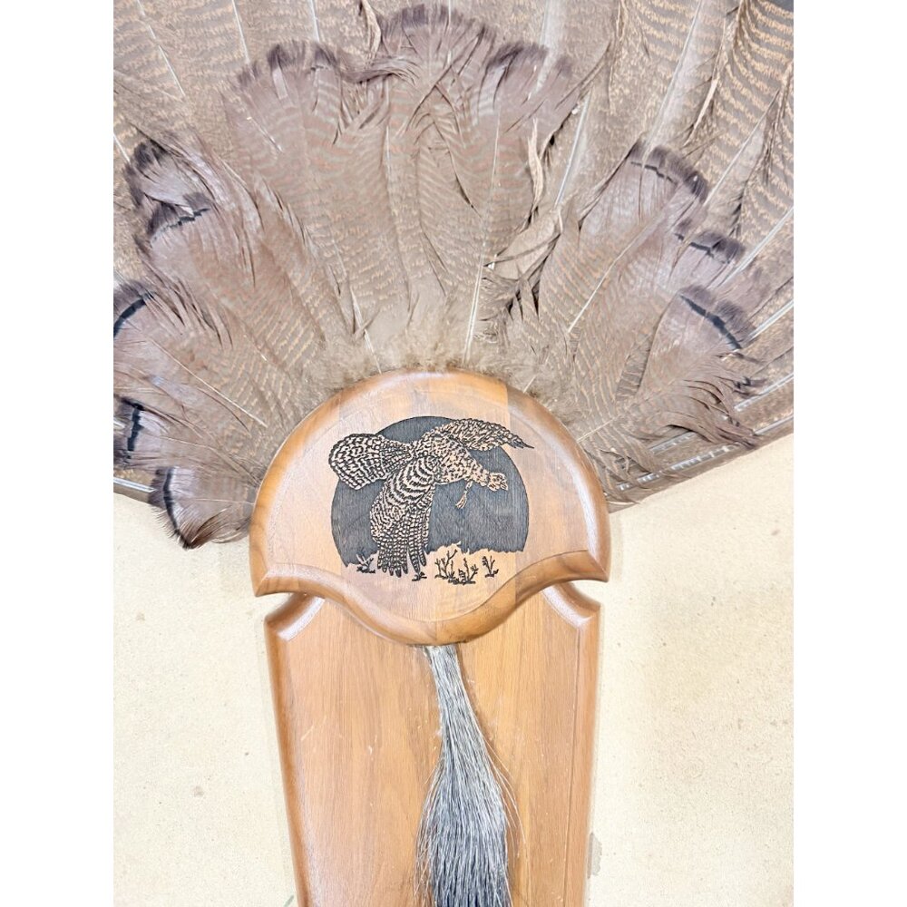 Hunting Mount Wild Turkey Hunt Trophy Tail Beard Mount 29” Wood Plaque Panel Tax - Picture 8 of 12